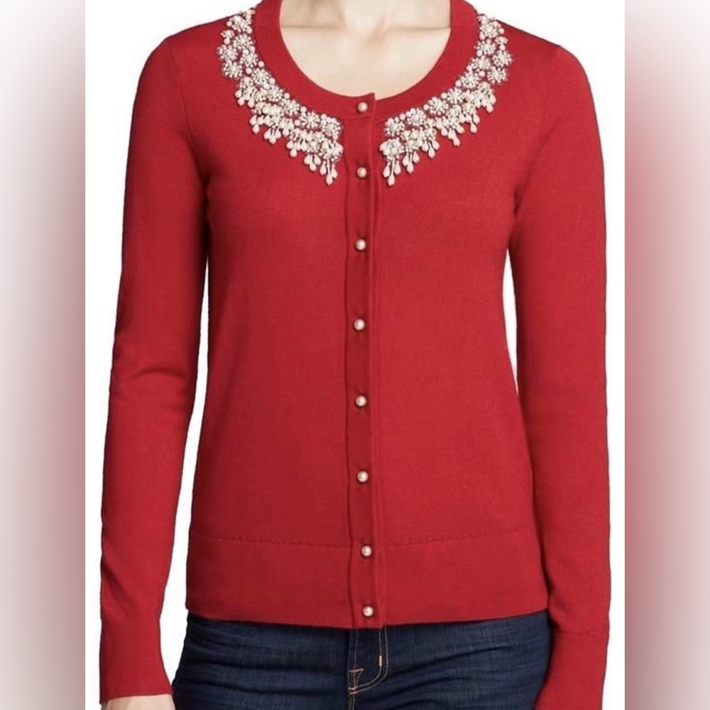 Kate Spade Red Cardigan with Embellishments